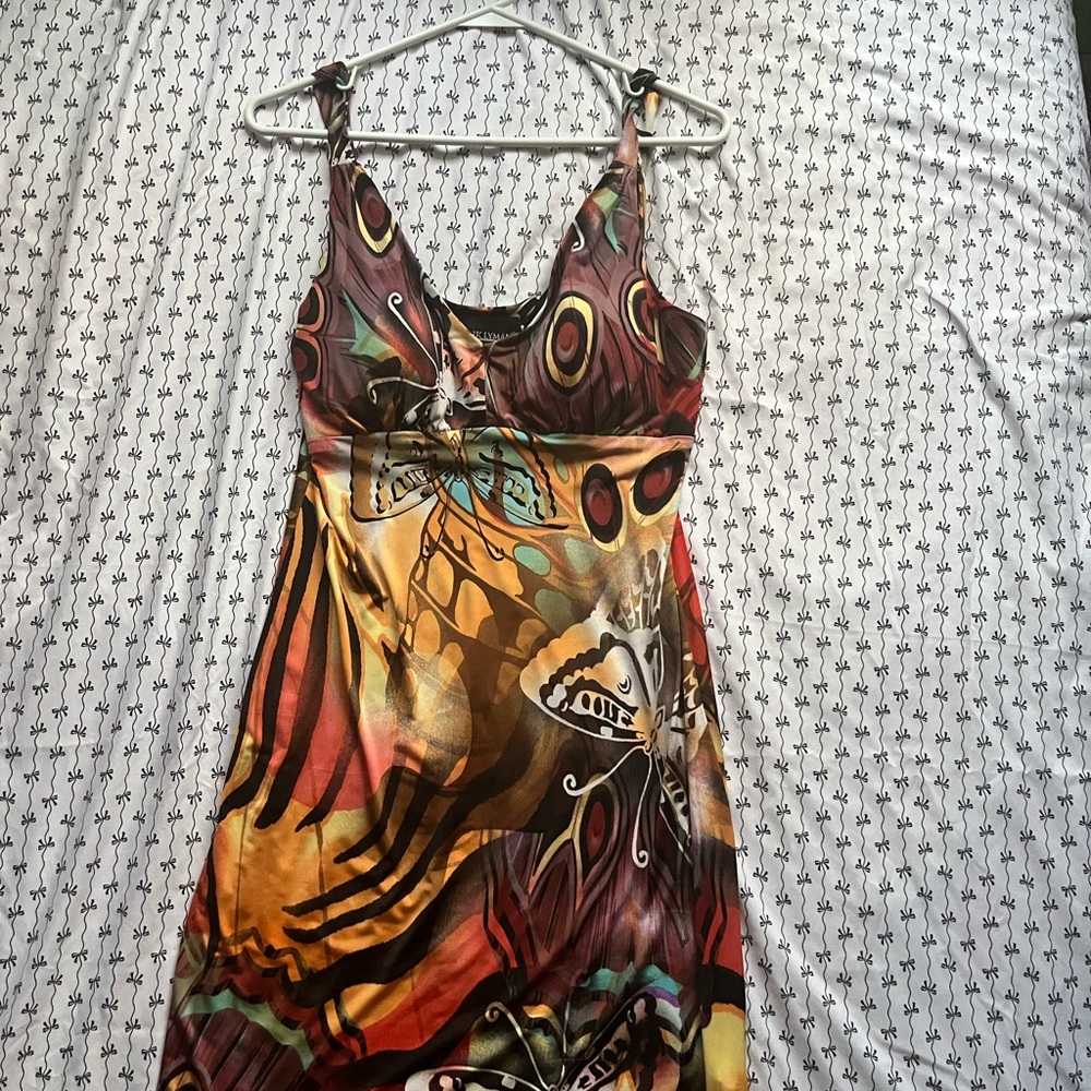 Frank Lyman Design Colourful Butterfly Midi Dress